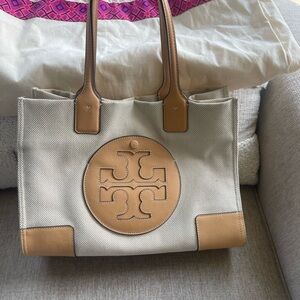 Tory Burch Cream Tote Bag with Structured Design